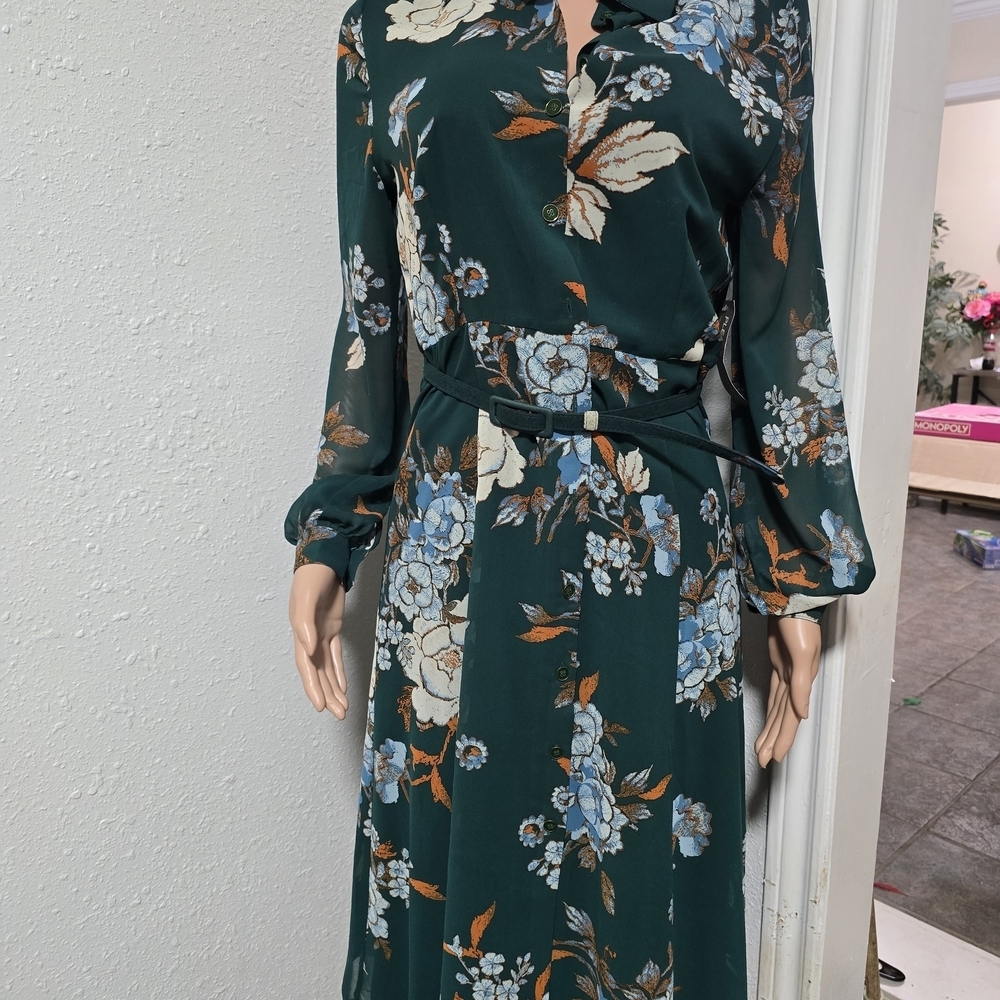 Eva Mendes for New York & Company Teal Floral Robe - Picture 3 of 10